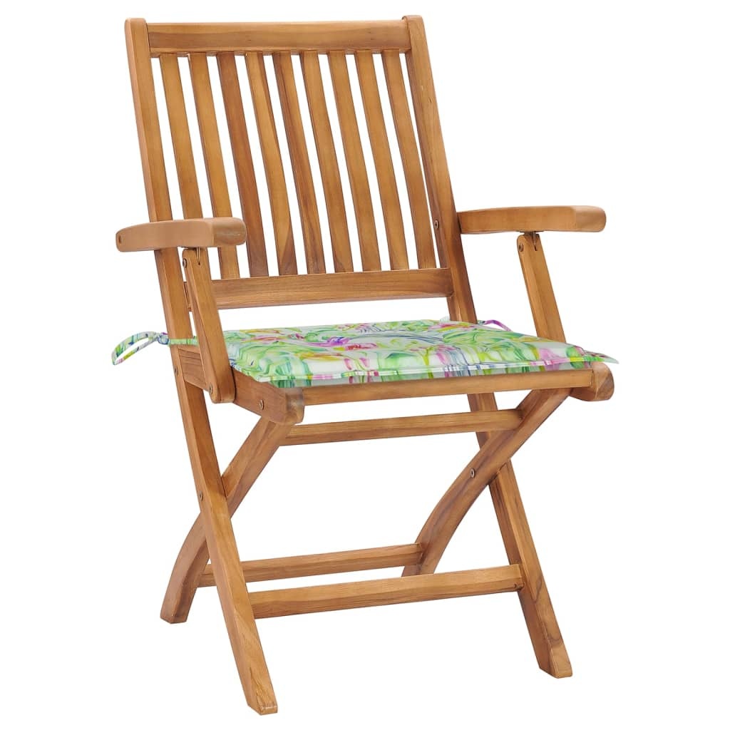VidaXL Tuinstoelen 8 st inklapbaar met kussens massief teakhout