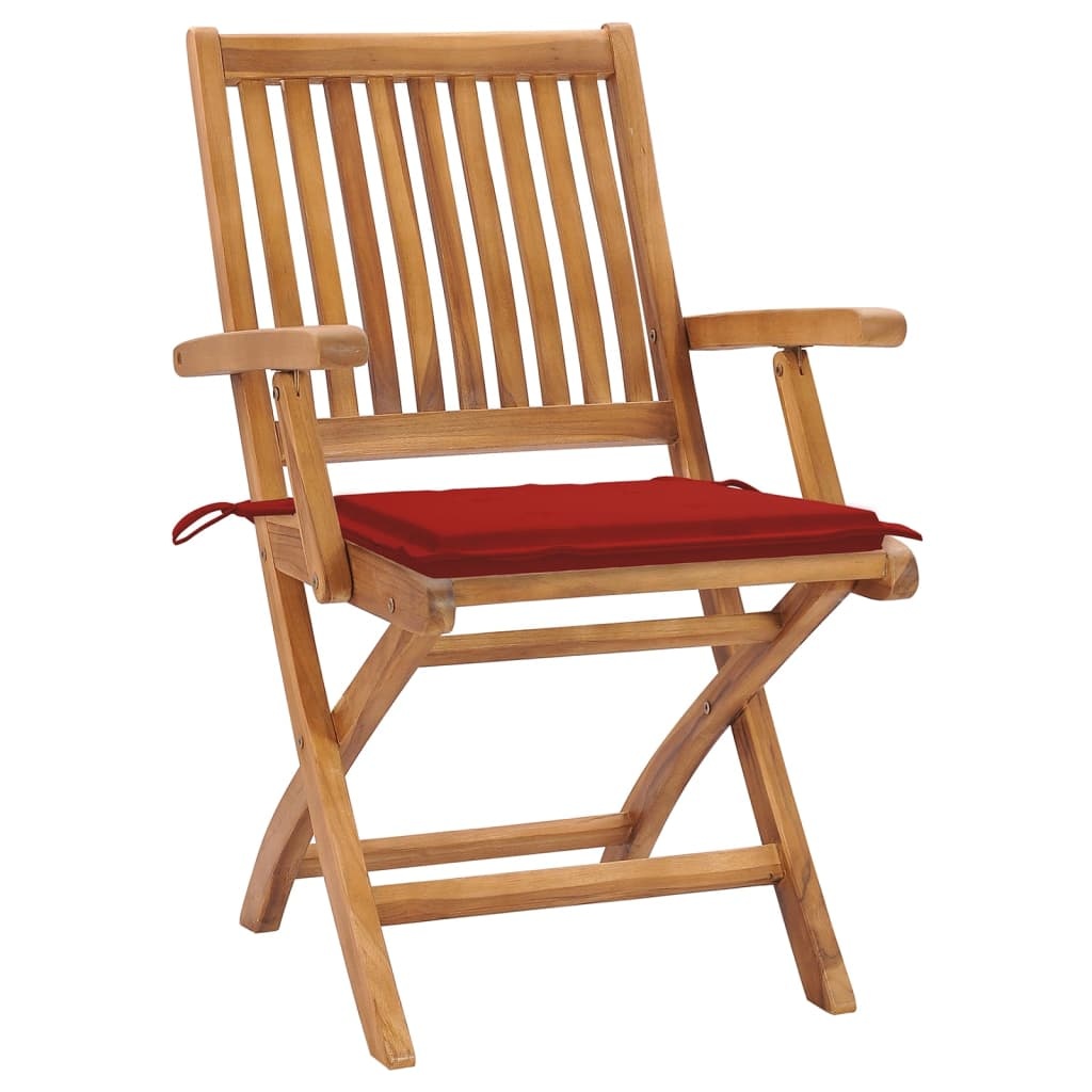 VidaXL Tuinstoelen 8 st inklapbaar met kussens massief teakhout