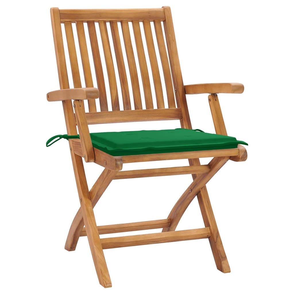 VidaXL Tuinstoelen 8 st inklapbaar met kussens massief teakhout