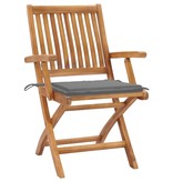 VidaXL Tuinstoelen 8 st inklapbaar met kussens massief teakhout