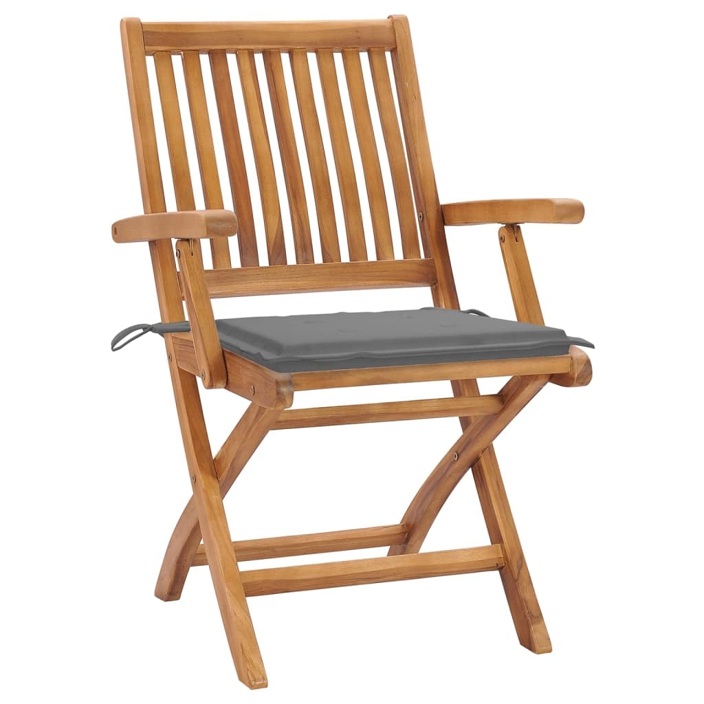VidaXL Tuinstoelen 8 st inklapbaar met kussens massief teakhout