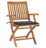 VidaXL Tuinstoelen 8 st inklapbaar met kussens massief teakhout