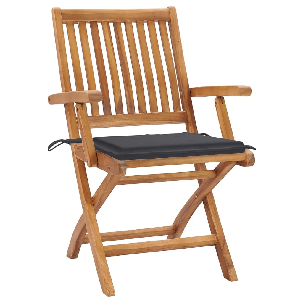 VidaXL Tuinstoelen 8 st inklapbaar met kussens massief teakhout