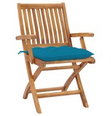 VidaXL Tuinstoelen 6 st inklapbaar met kussens massief teakhout