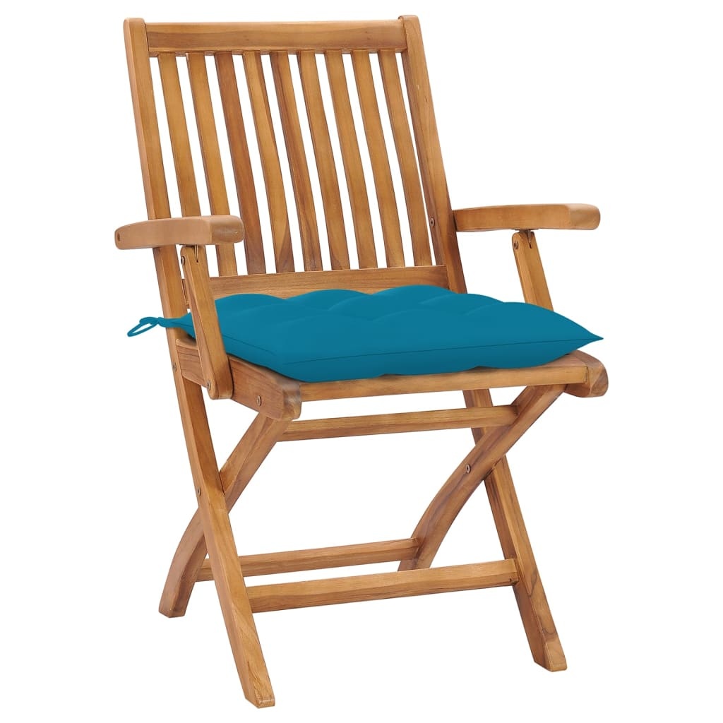 VidaXL Tuinstoelen 6 st inklapbaar met kussens massief teakhout