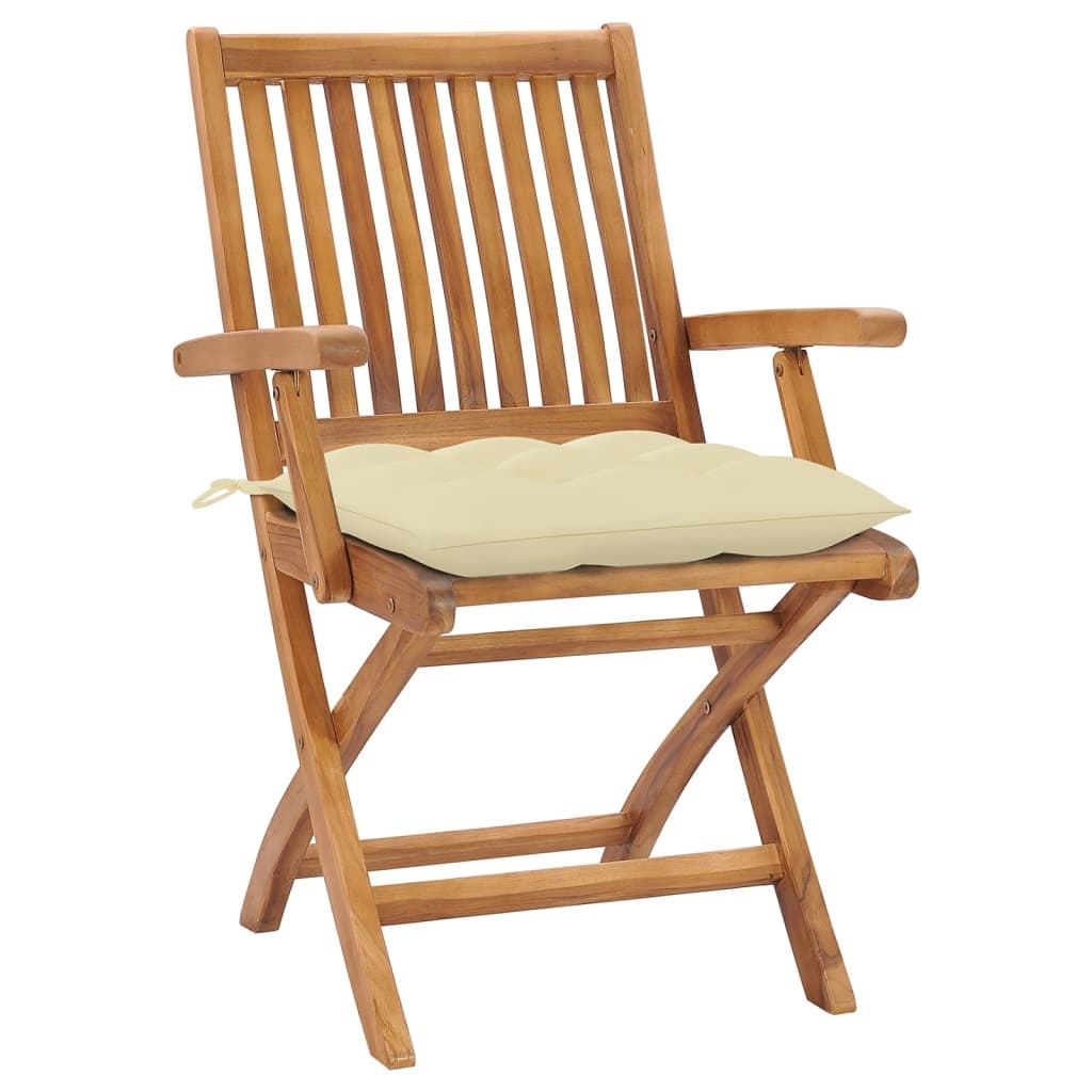 VidaXL Tuinstoelen 6 st inklapbaar met kussens massief teakhout
