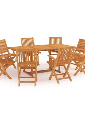 VidaXL 9-delige Tuinset massief teakhout