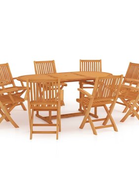 VidaXL 9-delige Tuinset massief teakhout