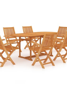 VidaXL 7-delige Tuinset massief teakhout