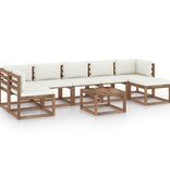 VidaXL 8-delige Loungeset met crèmekleurige kussens