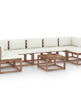 VidaXL 8-delige Loungeset met crèmekleurige kussens
