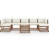 VidaXL 8-delige Loungeset met crèmekleurige kussens