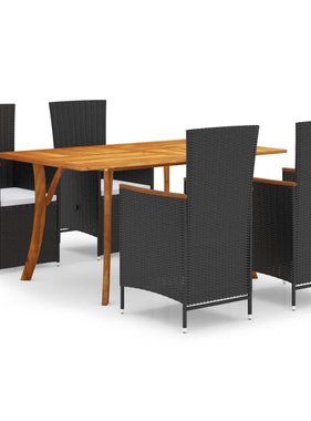 VidaXL 5-delige Tuinset zwart