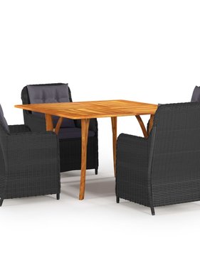 VidaXL 5-delige Tuinset zwart