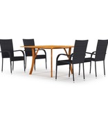 VidaXL 5-delige Tuinset zwart