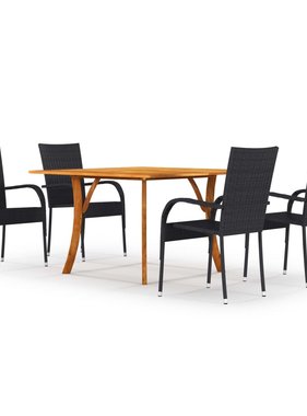 VidaXL 5-delige Tuinset zwart