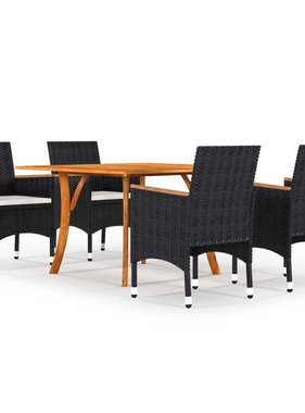 VidaXL 5-delige Tuinset zwart