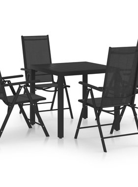 VidaXL 5-delige Tuinset aluminium zwart