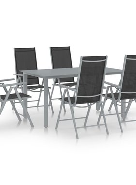 VidaXL 7-delige Tuinset aluminium zilverkleurig en zwart