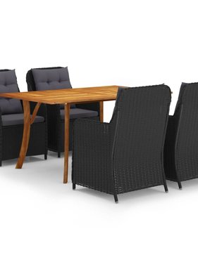 VidaXL 5-delige Tuinset zwart