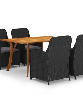 VidaXL 5-delige Tuinset zwart