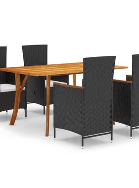VidaXL 5-delige Tuinset zwart