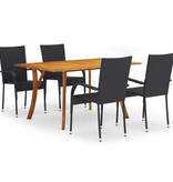VidaXL 5-delige Tuinset zwart