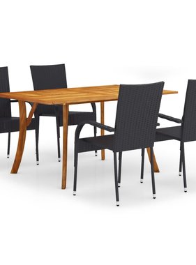 VidaXL 5-delige Tuinset zwart