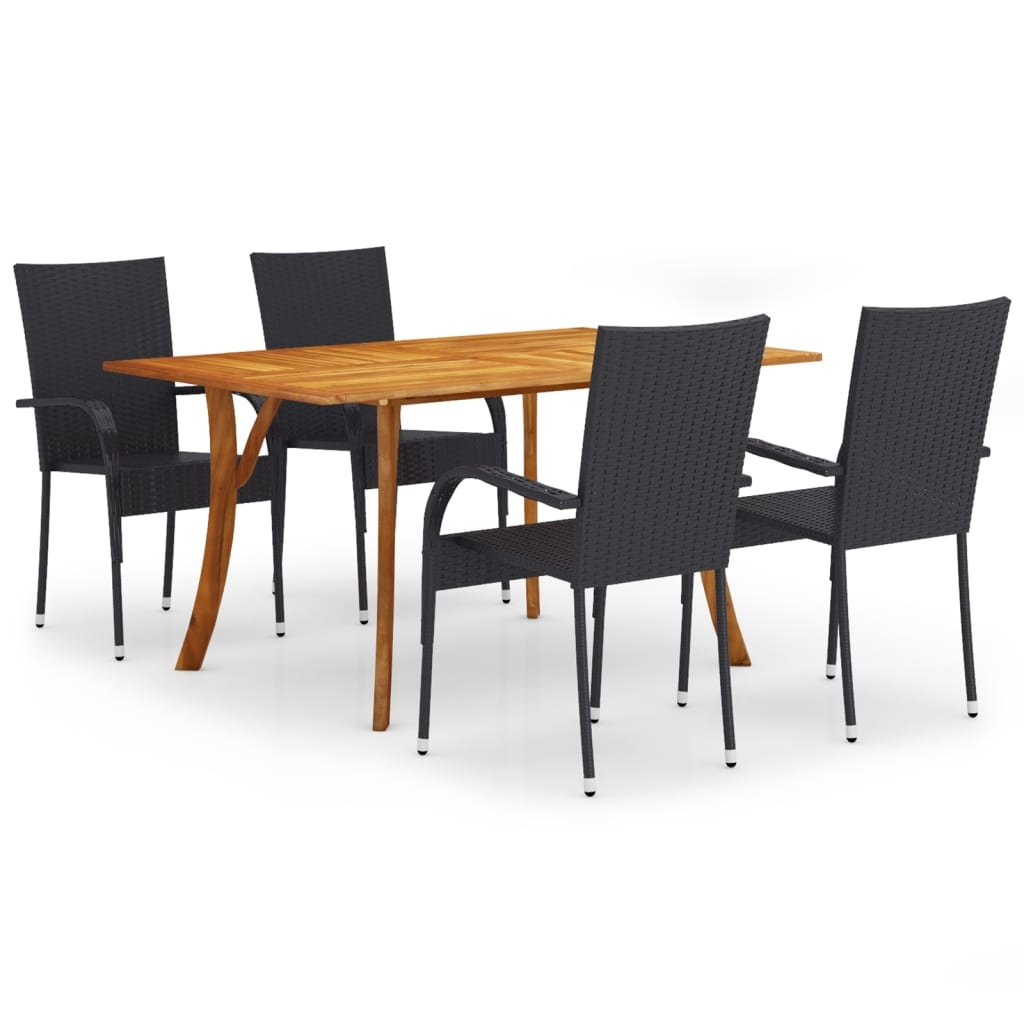 VidaXL 5-delige Tuinset zwart