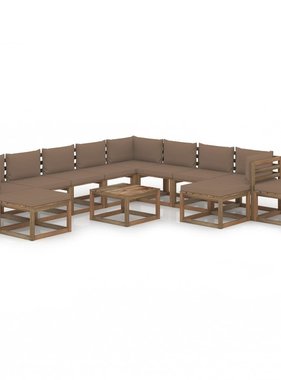 VidaXL 12-delige Loungeset met taupe kussens