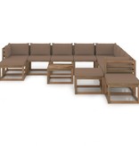 VidaXL 12-delige Loungeset met taupe kussens