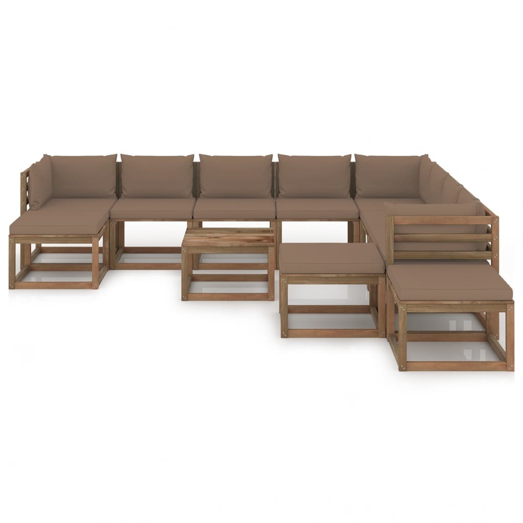 VidaXL 12-delige Loungeset met taupe kussens
