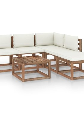 VidaXL 6-delige Loungeset pallet met kussens geïmpregneerd grenenhout