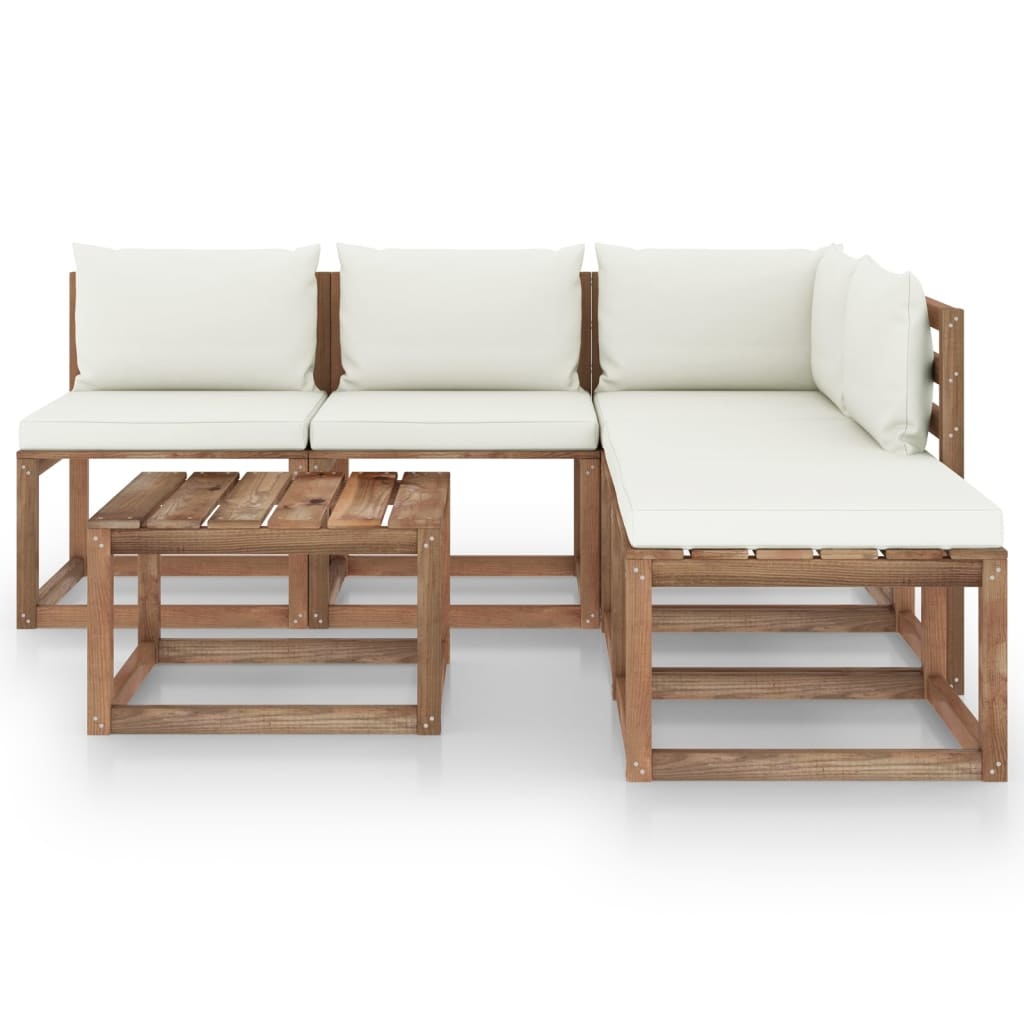 VidaXL 6-delige Loungeset pallet met kussens geïmpregneerd grenenhout