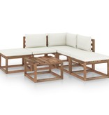 VidaXL 6-delige Loungeset met crèmekleurige kussens