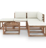 VidaXL 6-delige Loungeset met crèmekleurige kussens