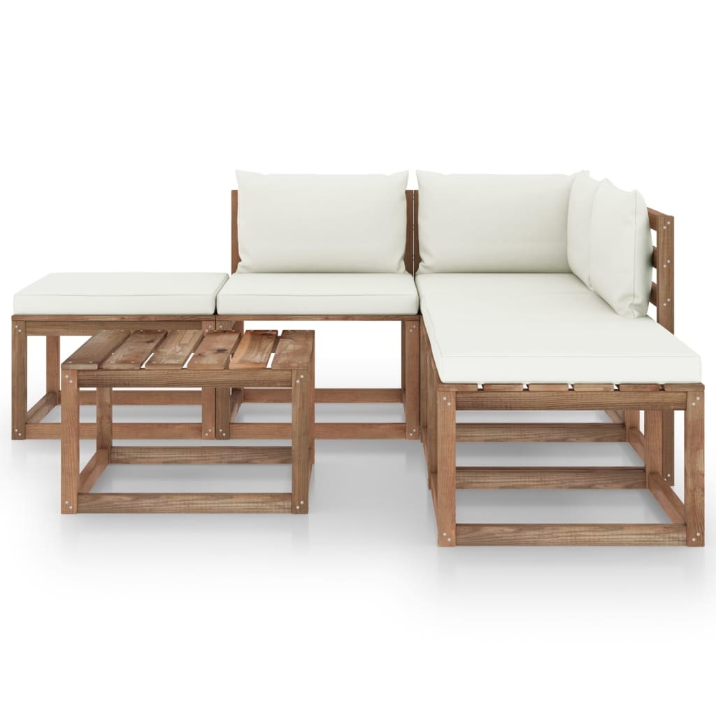 VidaXL 6-delige Loungeset met crèmekleurige kussens
