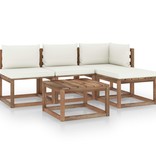 VidaXL 5-delige Loungeset pallet met kussens geïmpregneerd grenenhout