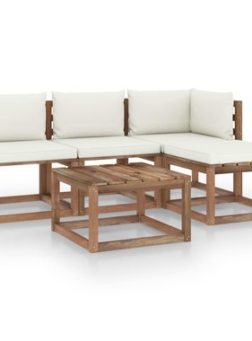 VidaXL 5-delige Loungeset pallet met kussens geïmpregneerd grenenhout
