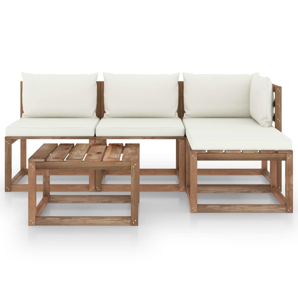 VidaXL 5-delige Loungeset pallet met kussens geïmpregneerd grenenhout