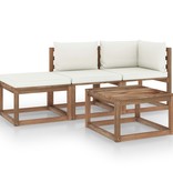 VidaXL 4-delige Loungeset pallet met kussens geïmpregneerd grenenhout