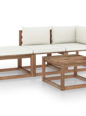 VidaXL 4-delige Loungeset pallet met kussens geïmpregneerd grenenhout