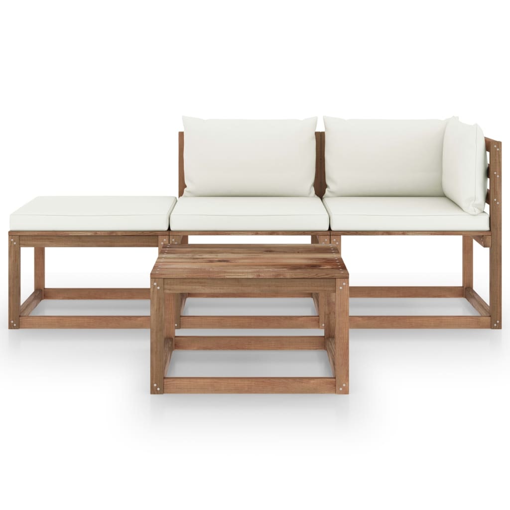VidaXL 4-delige Loungeset pallet met kussens geïmpregneerd grenenhout