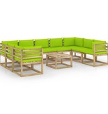 VidaXL 10-delige Loungeset met kussens geïmpregneerd grenenhout