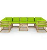 VidaXL 10-delige Loungeset met kussens geïmpregneerd grenenhout