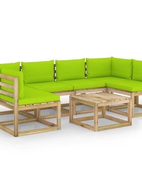 VidaXL 7-delige Loungeset met kussens geïmpregneerd grenenhout