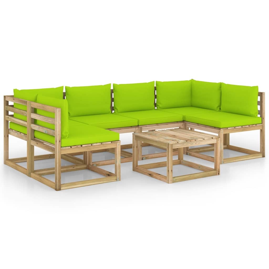 VidaXL 7-delige Loungeset met kussens geïmpregneerd grenenhout