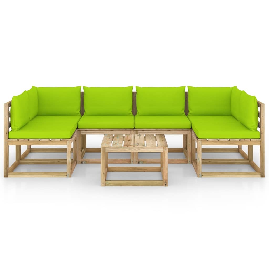 VidaXL 7-delige Loungeset met kussens geïmpregneerd grenenhout
