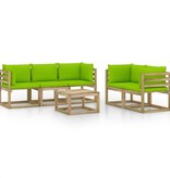 VidaXL 6-delige Loungeset met heldergroene kussens