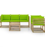 VidaXL 6-delige Loungeset met heldergroene kussens